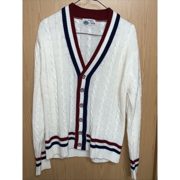 Pebble Beach Of California Vintage Womens Cardigan Sweater red, white, and blue - Picture 1 of 10